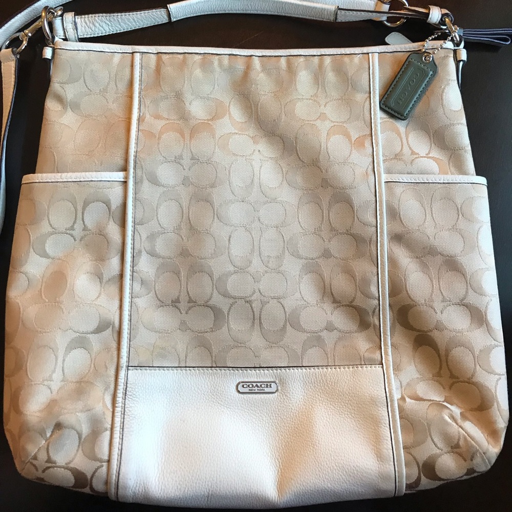 Coach Beige and White Crossbody Bag